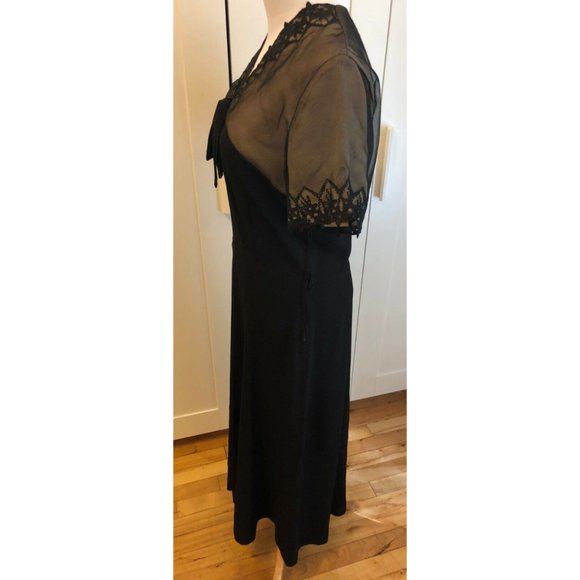 Rare Vintage Black Lace Dress 1920s Size Medium - Picture 4 of 7